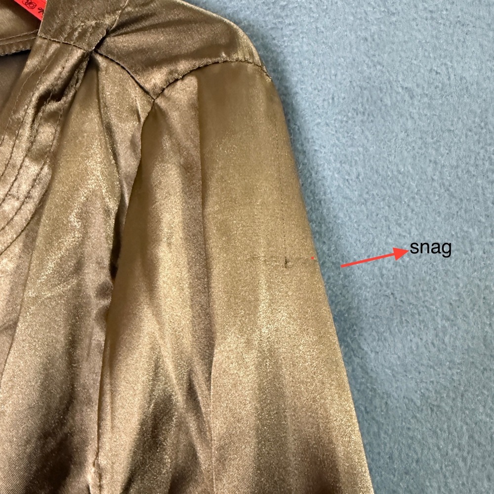 Rare Apple Bottoms Women's Bronze Satin‎ Long Sleeve Blouse Top Shirt L/G - Picture 4 of 10